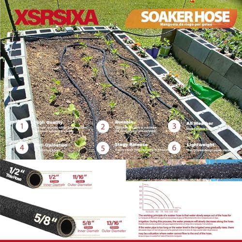 150FT 1/2" Heavy-Duty Soaker Hose with Solid Brass Connectors, Ultra-Flexible Even Water Flow with Metal Staples & Y-Splitter - Image 3