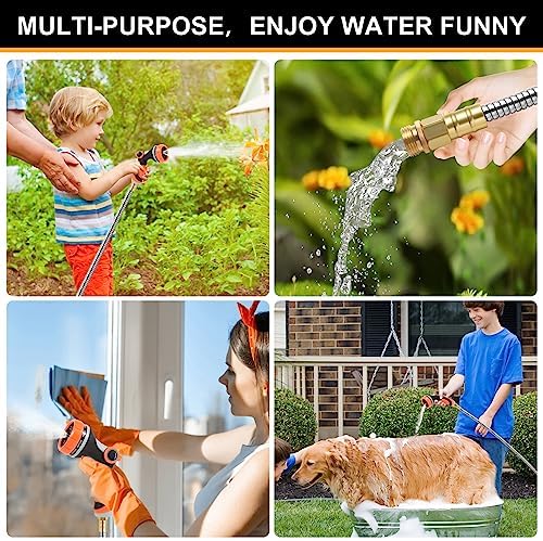 Metal Garden Hose 50 ft with 10 Function Sprayer Nozzle, Lightweight Stainless Steel Water Hose with 3/4" Solid Fittings, Flexible Kink Free Leak Proof for Yard, Patio, Outdoor & Car washing - Image 7