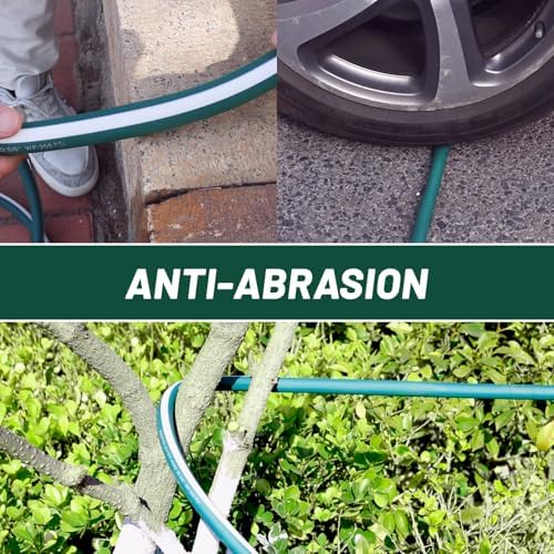 5/8 in. Heavy-Duty Garden Hose – Flexible, Expandable, Durable, Leak-Free & Lightweight | All-Weather Water Hose with Crush-Resistant Fittings – Green/White (25ft) - Image 2