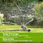 2 Pcs Metal Rotary Lawn Sprinkler 3 Arm Heavy Duty 360 Degree Automatic Revolving Whirling Water Sprinkler with Wheeled Base for Lawn Yard Garden Backyard, Cover up to 538 sq ft (Grey) - Image 6