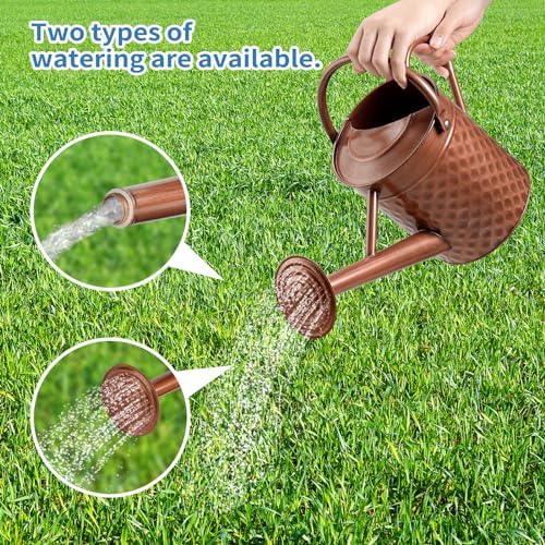1 Gallon Metal Watering Can for Outdoor Indoor Plants, Copper Colored Watering Can with Removable Spray Spout, Ideal for Garden Watering - Image 4