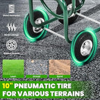 Hose Reel Cart, Hold Up to 300 ft of 5/8’’ Hose, Heavy Duty Garden Water Cart with 4 Wheels, Powder-coated Steel Outdoor Planting with Storage Basket for Garden, Lawn, Yard, Green - Image 5