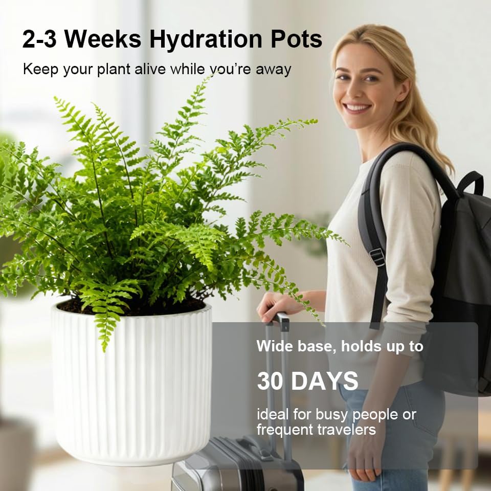 Ceramic Self Watering Plant Pot for Indoor Plant,5 inch,White,2pack - Image 6