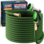 PowerFlow Metal Garden Hose, 100 Ft Non-Expandable Water Hose, Green by POWERFLOW