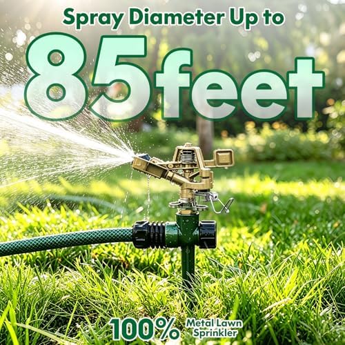 4 Pack Impact Lawn Sprinkler, Heavy Duty Zinc Alloy Lawn Sprinkler Head with Zinc Alloy Spike Base, 360° Adjustable Pulsating Water Sprinkler for Large Area Yard Lawn Patio Garden Irrigation - Image 4