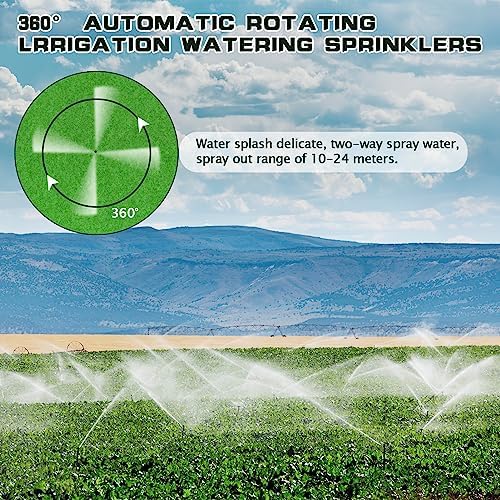 Tripod Sprinklers for Yard, 360 Degree Rotating Lawn Sprinkler, Large Area Coverage, Automatic Rotating Irrigation, Black Plastic & Stainless Steel Rotary Sprinkler - Image 5