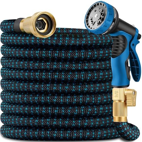 Expandable Garden Hose - 100 ft Expanding Water Hoses, No Kink Lightweight Flexible Hose with 3/4" Solid Fittings and 4-Layer Latex Core - 100ft Retractable Stretch Car Washing Pipe by Aenffow