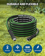 DEWENWILS Garden Hose 5/8" × 50ft, Heavy Duty, Flexible, Lightweight Hybrid Water Hose with Swivel Handle in Solid Aluminum Fittings, No Kink, CE & RoHS Listed, Black+Green - Image 2