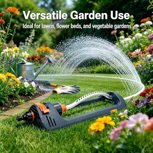 360° Oscillating Lawn Sprinkler, Auto Rotating Garden Watering for Yard, Lawn, Vegetable & Patio(30m) - Image 2