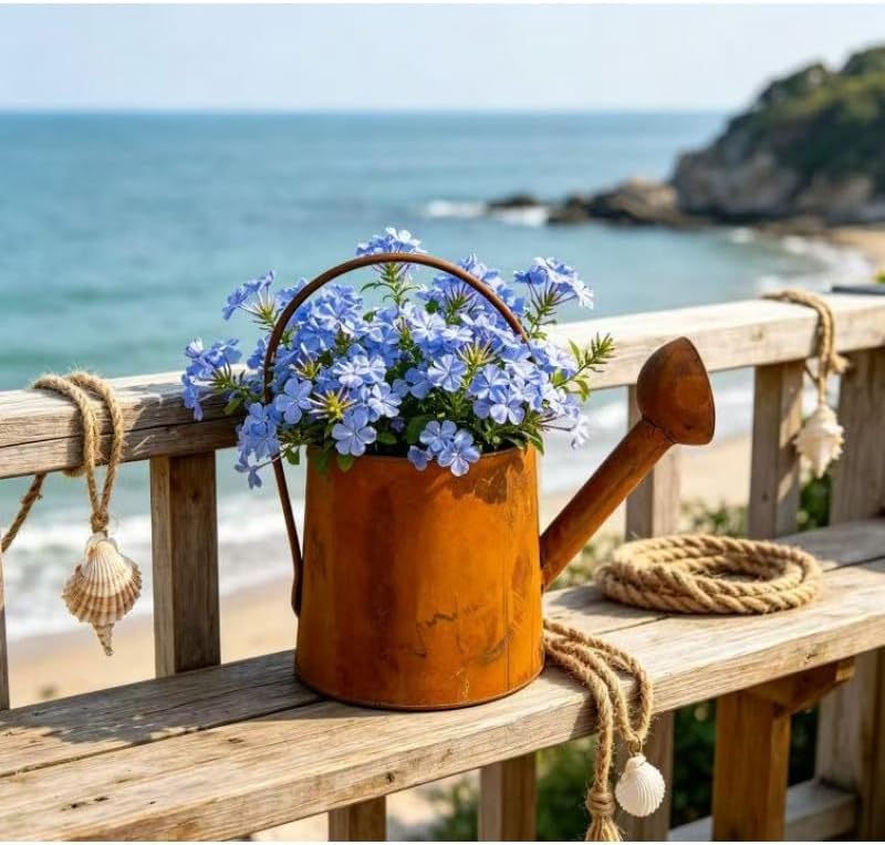 Distressed Rusty Metal Watering Can Planter Vintage Industrial - Image 3