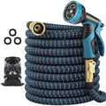 100 ft Expandable Garden Hose - All New 2026 Retractable Water Hose with 3/4" Solid Brass Fittings, Extra Strength Fabric - Flexible Expanding Hose with 10 Pattern Spray Nozzle by Artistan