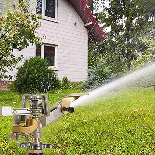 Impact Sprinkler Head Brass Pulsating Sprinkler Lawns Garden Adjustable 360 Degrees Watering Heavy Duty Sprinkler Head with Nozzles for Yard and Grass Irrigation (5 Pieces) - Image 7