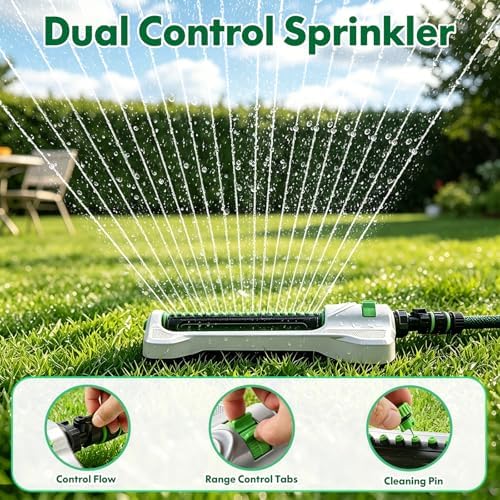 Heavy Duty Oscillating Sprinkler for Yard, Metal Base, 19 Nozzles - Image 4