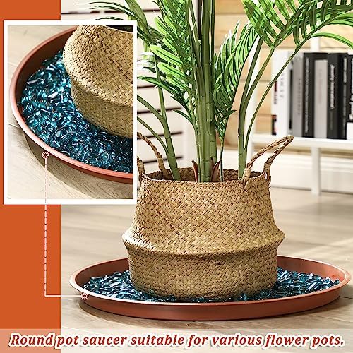 Eccliy 6 Pack Plastic Plant Saucer, Round, 23 Inch, Terracotta - Image 4
