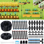 300FT Drip Irrigation System Kit, Automatic Garden Watering Misting System with 70FT1/2 inch Hose 230FT 1/4 inch Distribution Tubing and Accessories for Garden Lawn Greenhouse Plant Flower Bed by Unknown