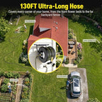 Heavy Duty Wall Mounted Garden Hose Reel, 130ft Rubber Hose 5ft Leader Hose - Image 5