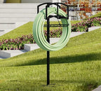 Garden Hose Holder with Storage Basket - Heavy-Duty Freestanding Hose Organizer, Black Powder-Coated, Detachable Design Holds 150FT Hose, Includes Assembly Tools for Lawn, Yard, and Garden - Image 4