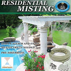 Pre- Assembled Misting System - Cools temperatures by up to 30 Degrees - Brass/Stainless Steel Misting Nozzles - for Patio, Pool and Play Areas (48 FT - 12 Nozzles) by Mistcooling
