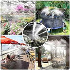 Greenhouse Mist Cooling Setup with Brass Nozzles and Black Tubing for Patio Borders, Plant Rows and Fan Wrap Use Line Brass Nozzle Mist Hose Fan - Image 4