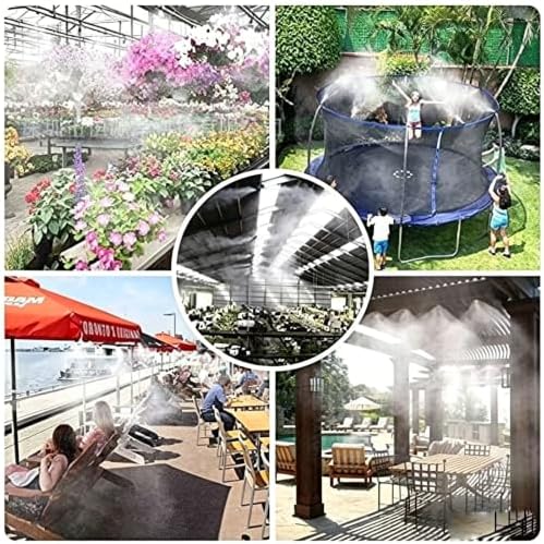 Greenhouse Mist Cooling Setup with Brass Nozzles and Black Tubing for Patio Borders, Plant Rows and Fan Wrap Use Line Brass Nozzle Mist Hose Fan - Image 7