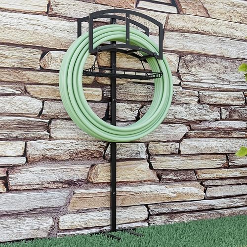 Garden Hose Holder with Storage Basket - Heavy-Duty Freestanding Hose Organizer, Black Powder-Coated, Detachable Design Holds 150FT Hose, Includes Assembly Tools for Lawn, Yard, and Garden - Image 7