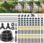 Drip Irrigation System with Brass Nozzles – 2026 Upgrade 200FT Garden Watering Kit with 36Pcs 360° Adjustable Misting Sprinklers Quick Connect Fittings for Raised Beds, Lawn, Patio by NWSTESLE