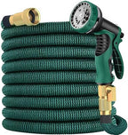 Expandable Garden Hose 50 ft with 10 Function Nozzle Sprayer, Lightweight & No-Kink Flexible Water Hose with Durable Latex Core & Solid Brass Fittings, 50ft Retractable Stretch Hose (DarkGreen) by Unknown