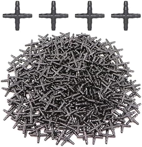 Hose Barb Fittings, Pack of 50 1/4 Inch 4 Way Cross Connector for 4mm 7mm Micro Tubing Drip Irrigation Black(A-50pcs) - Image 3