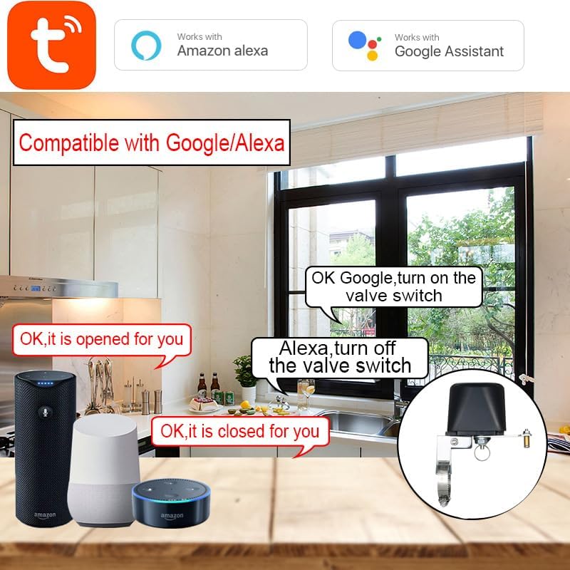 WiFi Smart Water Valve, WiFi Control Automatic Shut Off Valve Timer for Watering Sprinkler and Gas Compatible with Alexa, Google (EU) - Image 3