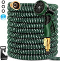 100 FT Expandable Garden Hose, Kink-Free Expanding Flexible Water Hose with 10 Function Spray Nozzle, 3/4" Solid Brass Fittings, 5-Layer Latex Core, 3750D Fabric, Leak-Proof Retractable Hose by IceZoo