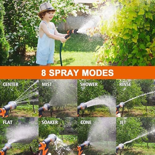 Garden Hose Nozzle Sprayer, Heavy Duty Metal Spray Nozzles with 8 Watering Patterns, Hand Sprayer Spray Nozzle for Watering Lawn Car Washing Pet Bathing Sidewalk Cleaning(B) - Image 6