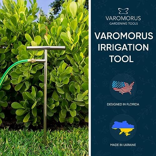 Varomorus Stainless Steel Deep Root Feeder for Tree Watering Spike Tool Irrigation for Outdoor Plants System Wand T-Handle One-Piece - Image 2