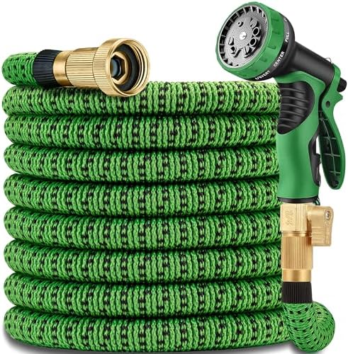 50 ft Expandable Garden Hose-2026 Newly Upgraded Expanding Garden Hoses with 10 Function Spray Nozzle, Extra Strength Fabric, Leak-Proof, Lightweight, Kink-Free Flexible Retractable Hose(Green Black) by Unknown