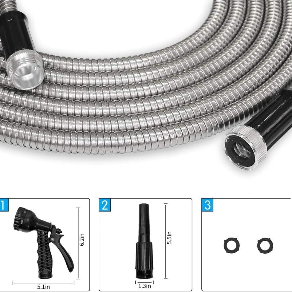 LIKOO Expandable Stainless Steel Flexible Heavy Duty Garden Water Hose - Image 3