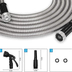 LIKOO Expandable Stainless Steel Flexible Heavy Duty Garden Water Hose - Image 3