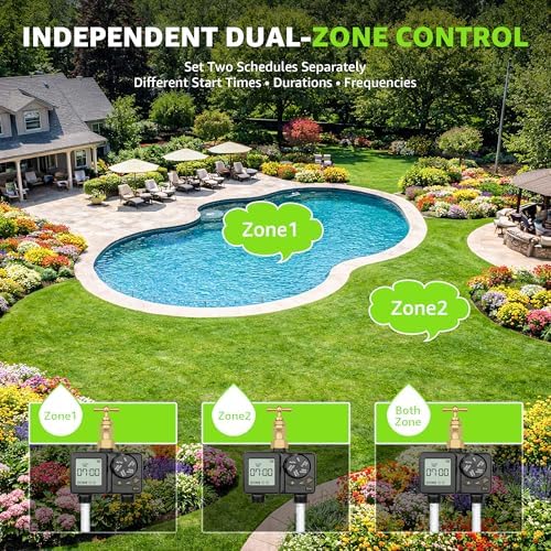 MIXC 300FT Drip Irrigation System Kit + MIXC Rechargeable 2-Zone Water Timer - Image 5