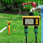 Solar Panel Sprinkler Timer, Double Outlet Smart Water Timer with Rain Sensor, Automatic Watering Valve Irrigation Controller System for Garden Hose Lawns Yard - Image 4