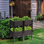 Giantex Raised Garden Bed, Set of 4 Planter Raised Beds Kits with Drain Holes for Fruit Flowers Vegetables, Outdoor Elevated Planting Box for Lawn Patio Balcony, Easy Assembly, Rattan-Like Look, Brown - Image 6