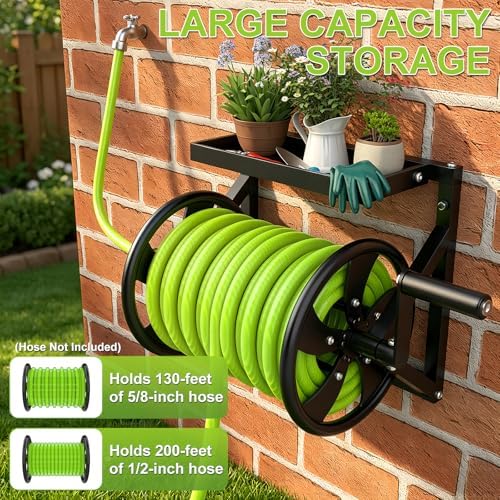 Wall Mounted Garden Hose Reel for Outside, Holds 130-feet of 5/8-Inch Hose - Image 4