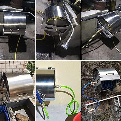 Stainless Steel Water Pipe Rack with Cover - Garden Hose Reel Cart with Hose, Wall-Mounted Watering Gun Hose Organizer for Easy Storage - Image 7