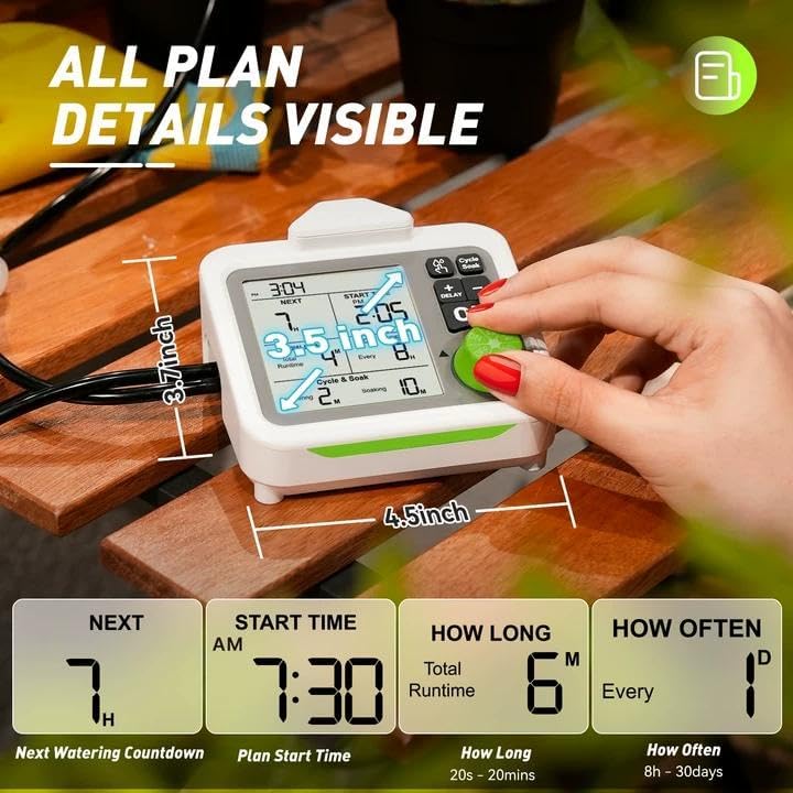 RAINPOINT Large Display Automatic Plant Waterer Indoor for Pot Plant,Cycle & Soak Mode Vacation Self Watering Drip Irrigation System Device Kit Herb Garden Greenhouse Grow Tent Water 10-15 Plants - Image 2
