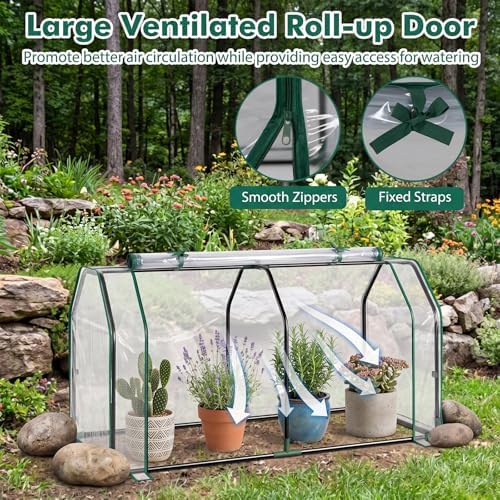 Happygrill Portable Mini Greenhouse w/Roll-up Zipper Door & PE Cover - Image 6