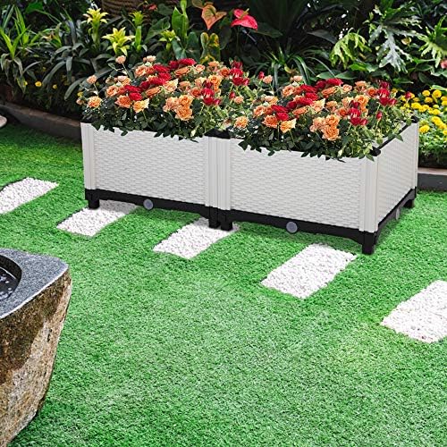 Ochine Raised Garden Bed Planter Box Kit Self-Watering Plastic Elevated Garden Beds Flowers Vegetables Herbs DIY Gardening Outdoor Indoor Planting Grow Box Container for Garden Patio Balcony Backyard - Image 3