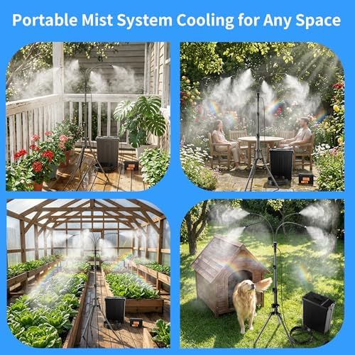 WESTTREE Standing Misters for Outside Patio, 4 Gallon Large Bucket Water Mister & Pump, 4+4 Spray Modes,Adjustable Height15FT Patio Portable Misters for Cooling Outdoor Camping Pool Backyard Garden - Image 7