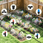 260FT Drip Irrigation System for Garden with 40 Nozzles & Emitters, Garden Watering System with 1/2" & 1/4" Tube and Barbed Fittings - Adjustable Sprinklers Kit for Greenhouse,Lawn,Pond De-Icer - Image 3