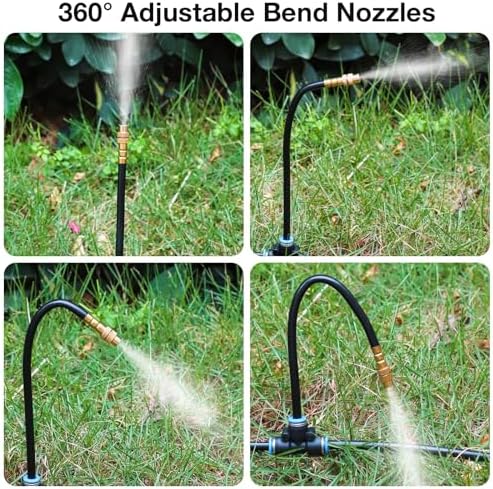 MIXC 1/4" 99Ft Drip Irrigation System with Rechargeable 2-Zone Water Timer, Automatic Garden Watering Kit with 16pcs 360°Adjustable Brass Nozzles & Bendable Rod,for Raised Bed,Potted Plant,Greenhouse - Image 4