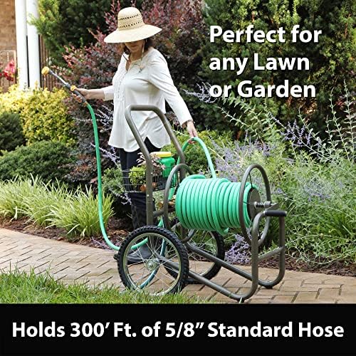 Liberty Garden 880-2 Industrial 2-Wheel Pneumatic Tires Garden Hose Reel Cart, Holds 300-Feetof 5/8-Inch Hose - Gray and Flexzilla Garden Hose 5/8 in. x 100 ft., Heavy Duty, Lightweight, Drinking Water Safe, ZillaGreen - HFZG5100YW-E - Image 4