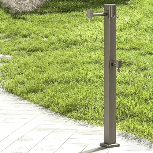 Outdoor Vertical Garden Water Column, Freestanding Hose Stand with Faucet, 304 Stainless Steel Floor Mounted Water Tap Yard Hydrant for Patio Lawn Irrigation, Grey - Image 7
