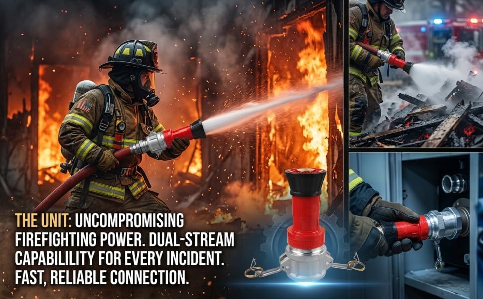 2 Inch NH Fire Hose Nozzle Kit, Metal Fireman Hose Accessory, 90 psi Pressure Output, 50 ft Range, Adjustable Spray for Fire Fighting, 6.7 x 3.9 x 5.9 in - Image 6