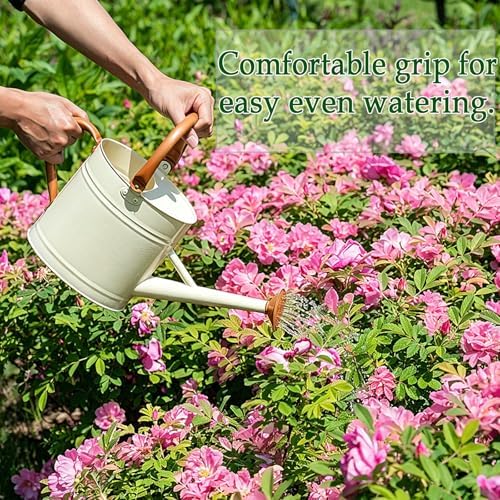 Metal Watering Can for Plants,Watering Cans for Outdoor&Indoor Gardening, Galvanized Steel Water Can with Removable Spout,Watering Pot with Ergonomic Movable Handle (Cream White) - Image 4